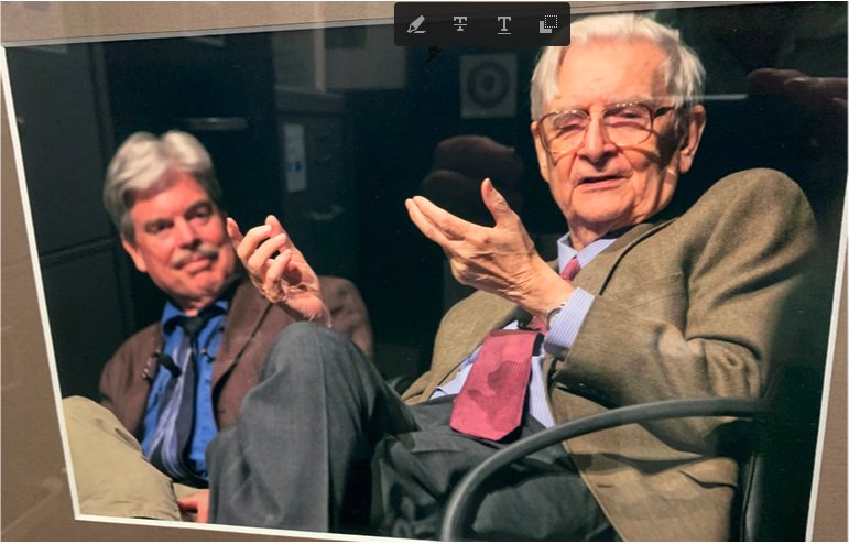 E.O. Wilson lectures, Jim McClintock looking on.